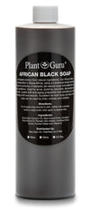 Plant Guru African Black Soap bottle pour for daily skin care and gentle exfoliation