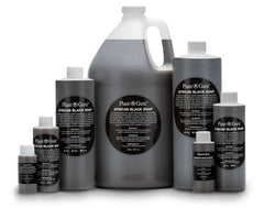 Plant Guru African Black Soap label shot emphasizes Ghanaian craftsmanship and all skin type suitability
