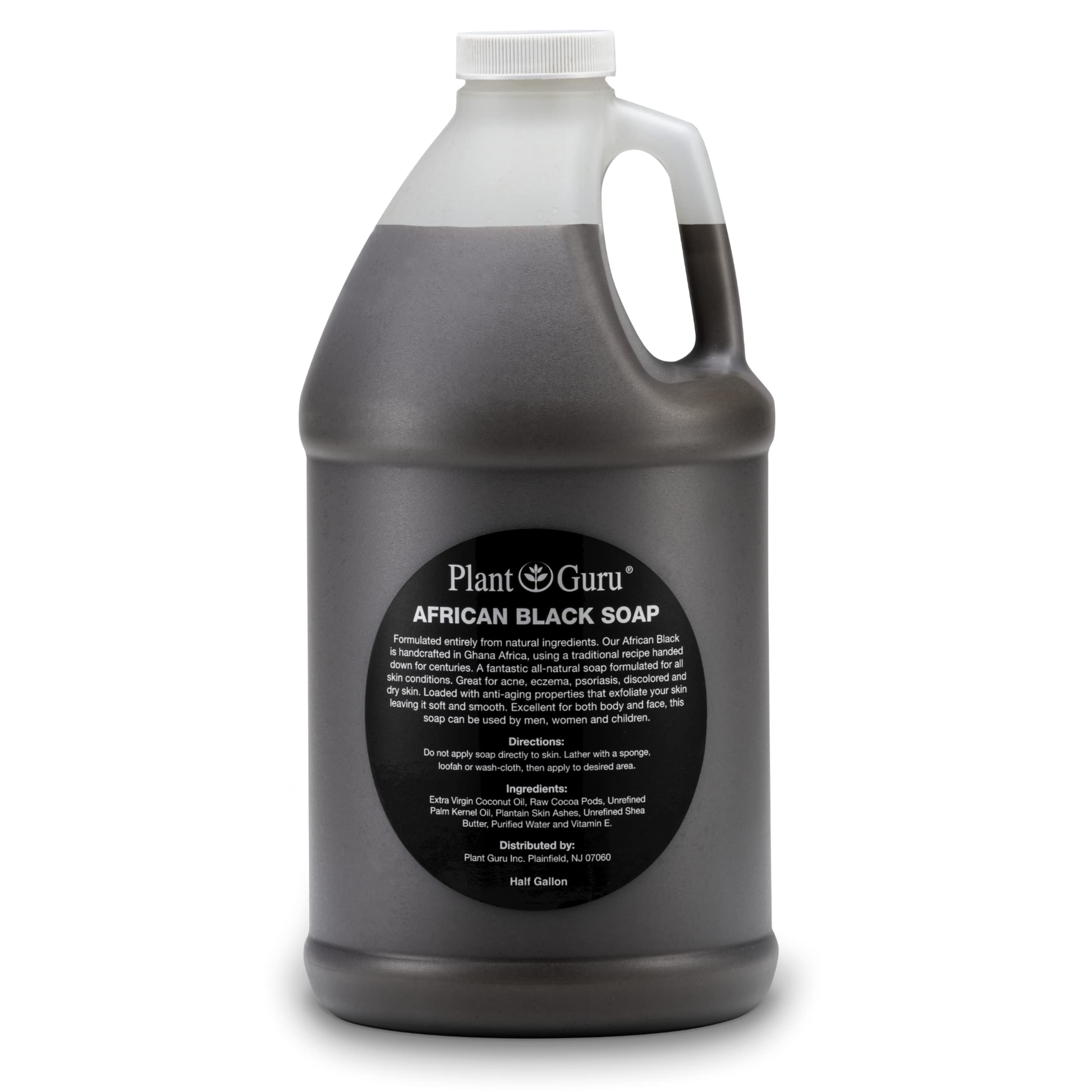 Plant Guru African Black Soap liquid half gallon pour creates rich lather for cleansing