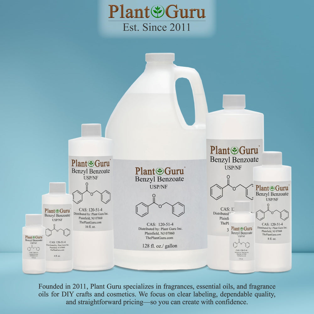 Plant Guru Benzyl Benzoate lab-use setup for professionals.