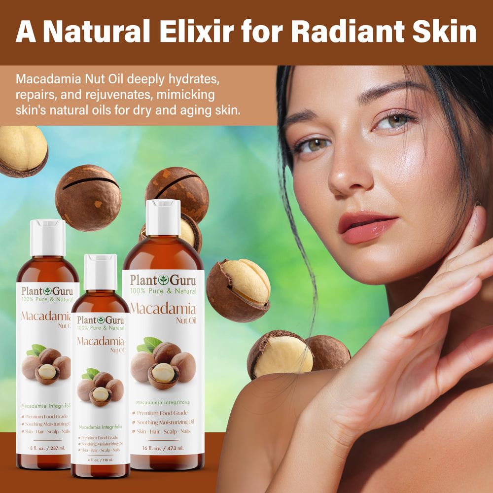Pouring Plant Guru Macadamia Nut Oil demonstrates easy blending for DIY creams and lotions.