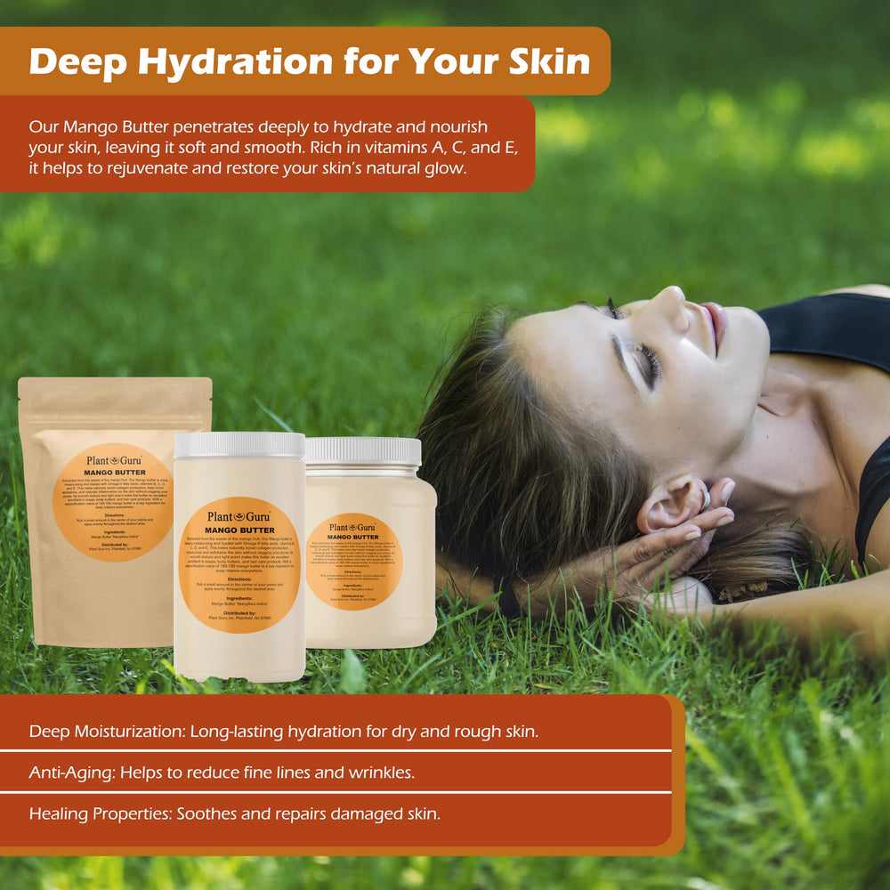 Plant Guru Mango Butter in a spa-like setting for hair care nourishment