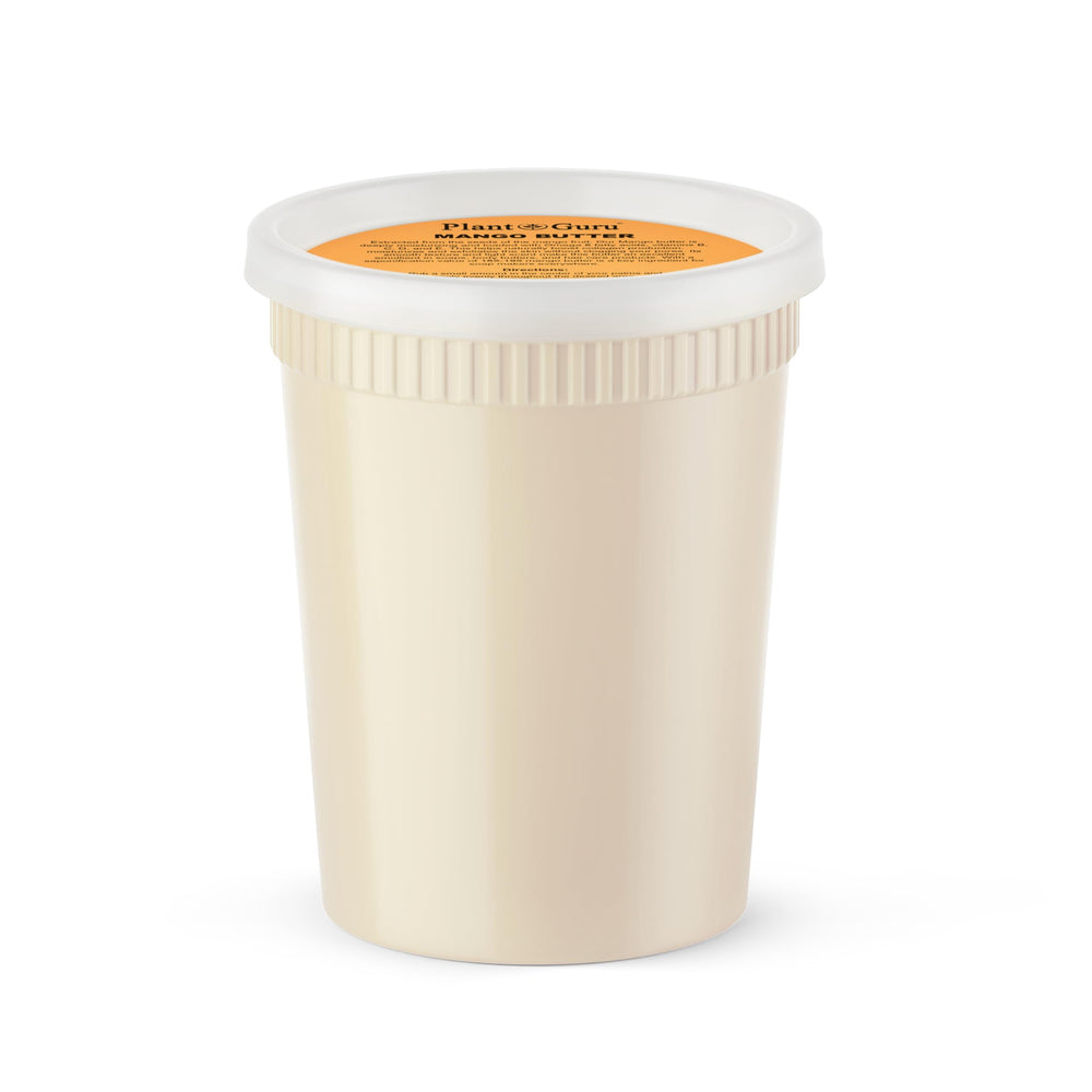 Plant Guru Raw Mango Butter bottle showcasing a rich, natural emollient for skin