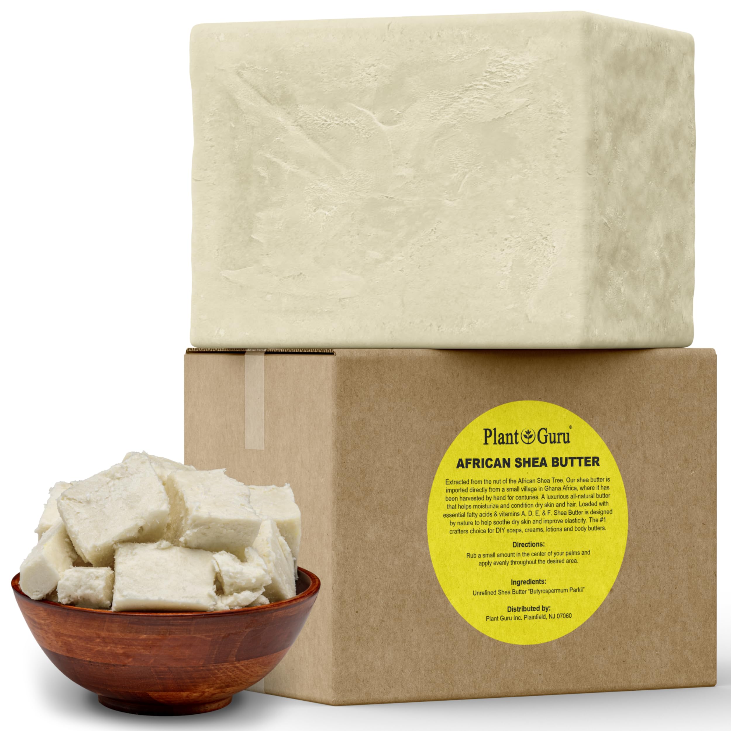 Plant Guru raw African shea butter block close-up for daily moisturization