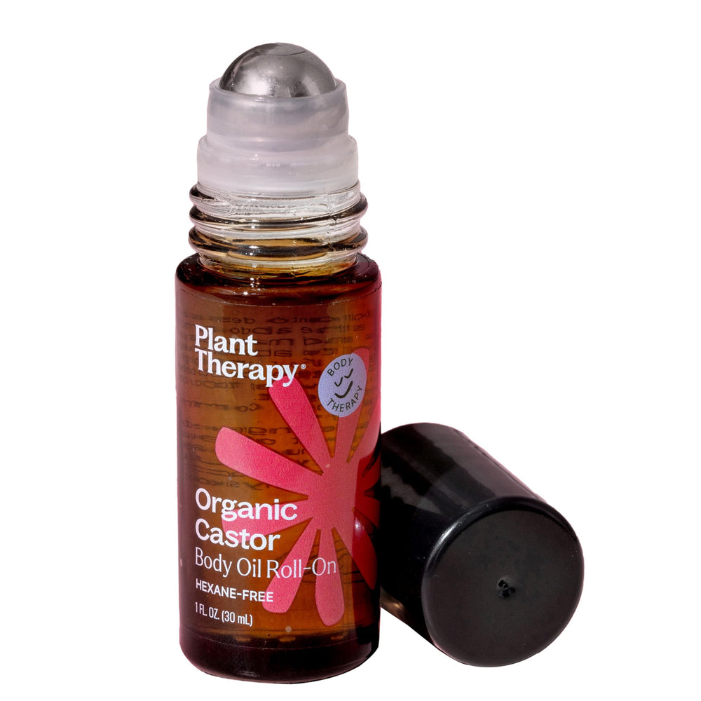 Plant Therapy castor oil roll-on 30ml bottle for precise, mess-free application.