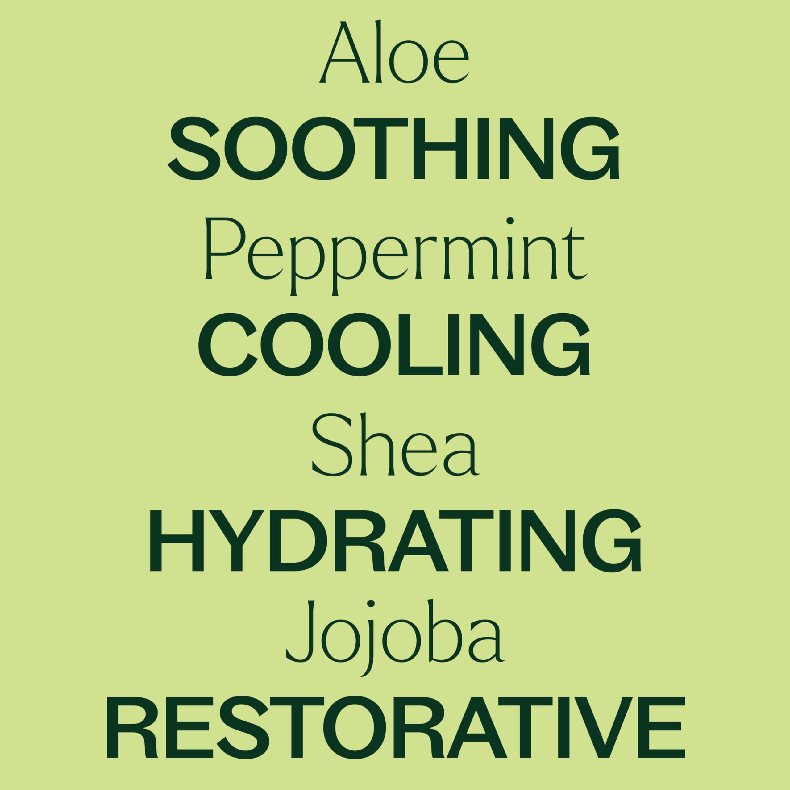 Plant Therapy Peppermint Body Lotion aloe-shea balance close-up demonstrates botanical care for skin.