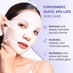 PLANTIFIQUE facial sheet mask on face for quick revitalization