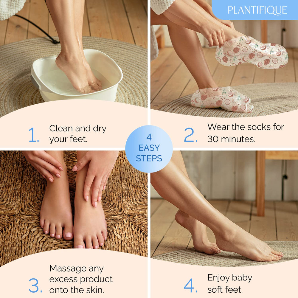 Plantifique foot mask package unboxing highlighting gift-ready packaging.