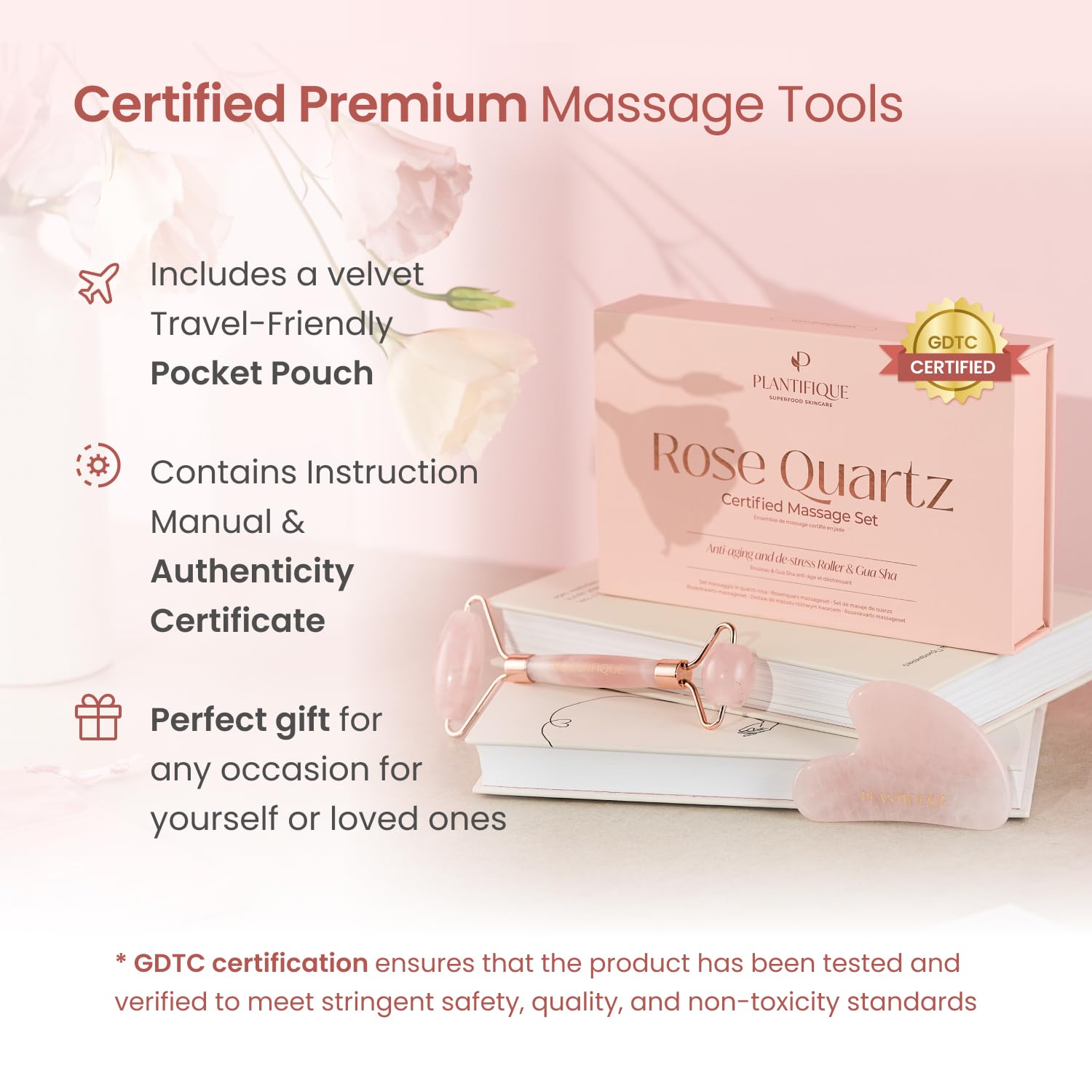 PLANTIFIQUE rose quartz tools chilled for morning puffiness reduction and glow