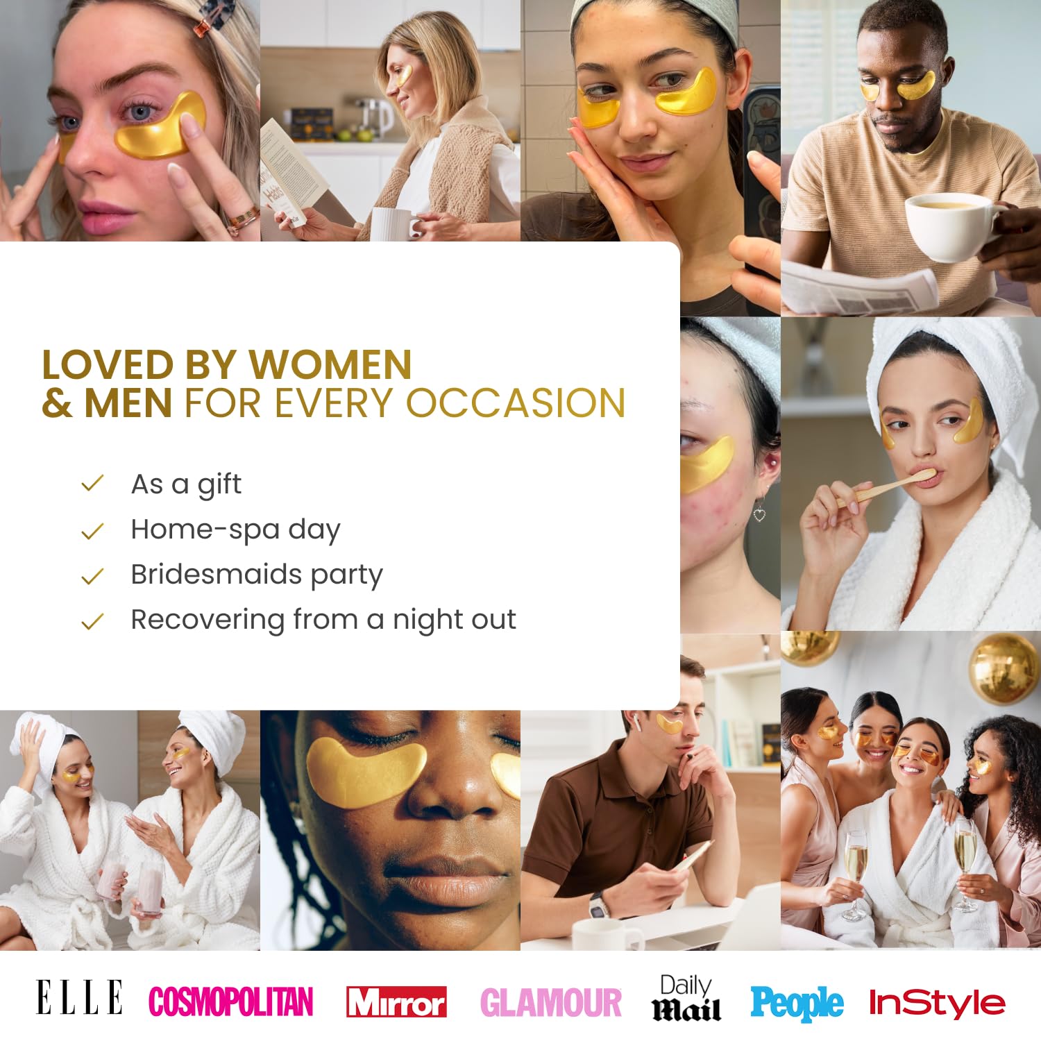 PLANTIFIQUE Gold Eye Patches vegan formula emphasizes clean, gentle skincare.