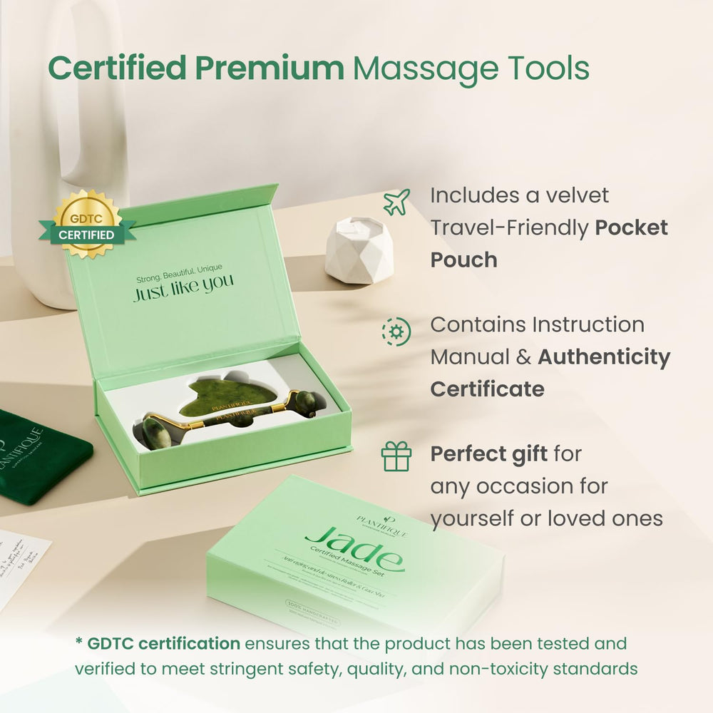 PLANTIFIQUE Jade Roller travel-compact design enables on-the-go pampering.