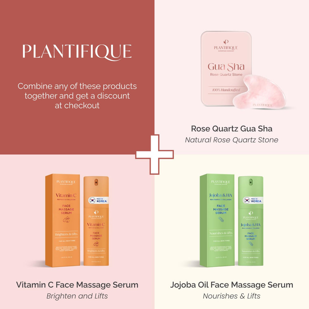 Plantifique Rose Quartz Guasha Tool jawline sculpt action for defined contours