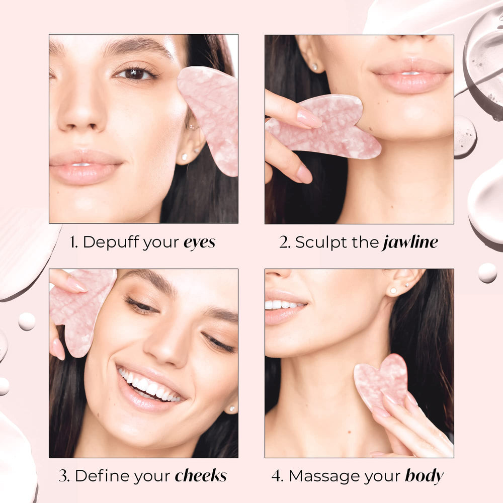 Plantifique Rose Quartz Guasha Tool travel compact case for on-the-go pampering