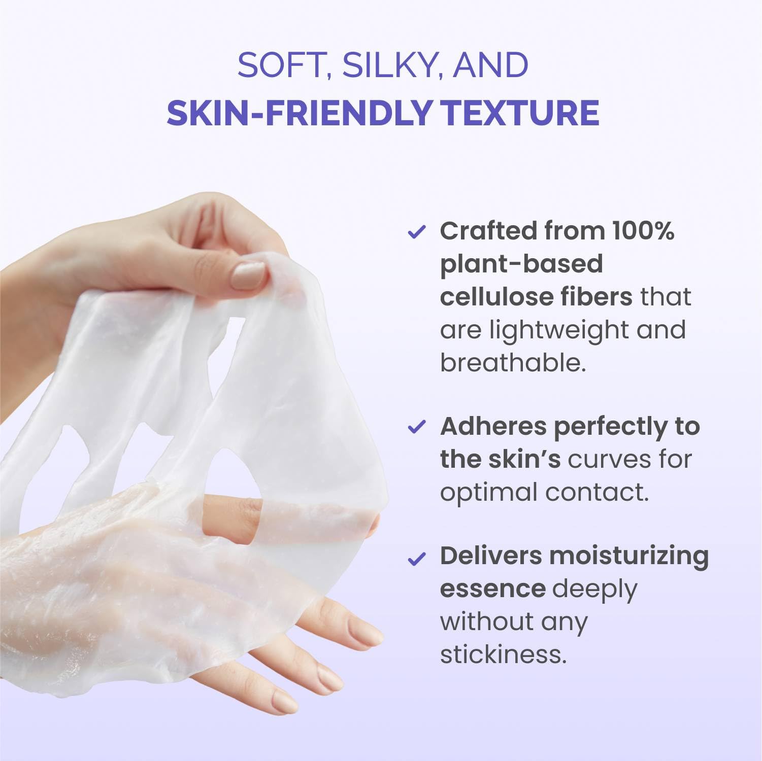 PLANTIFIQUE single-use mask sheet closeup for mess-free application