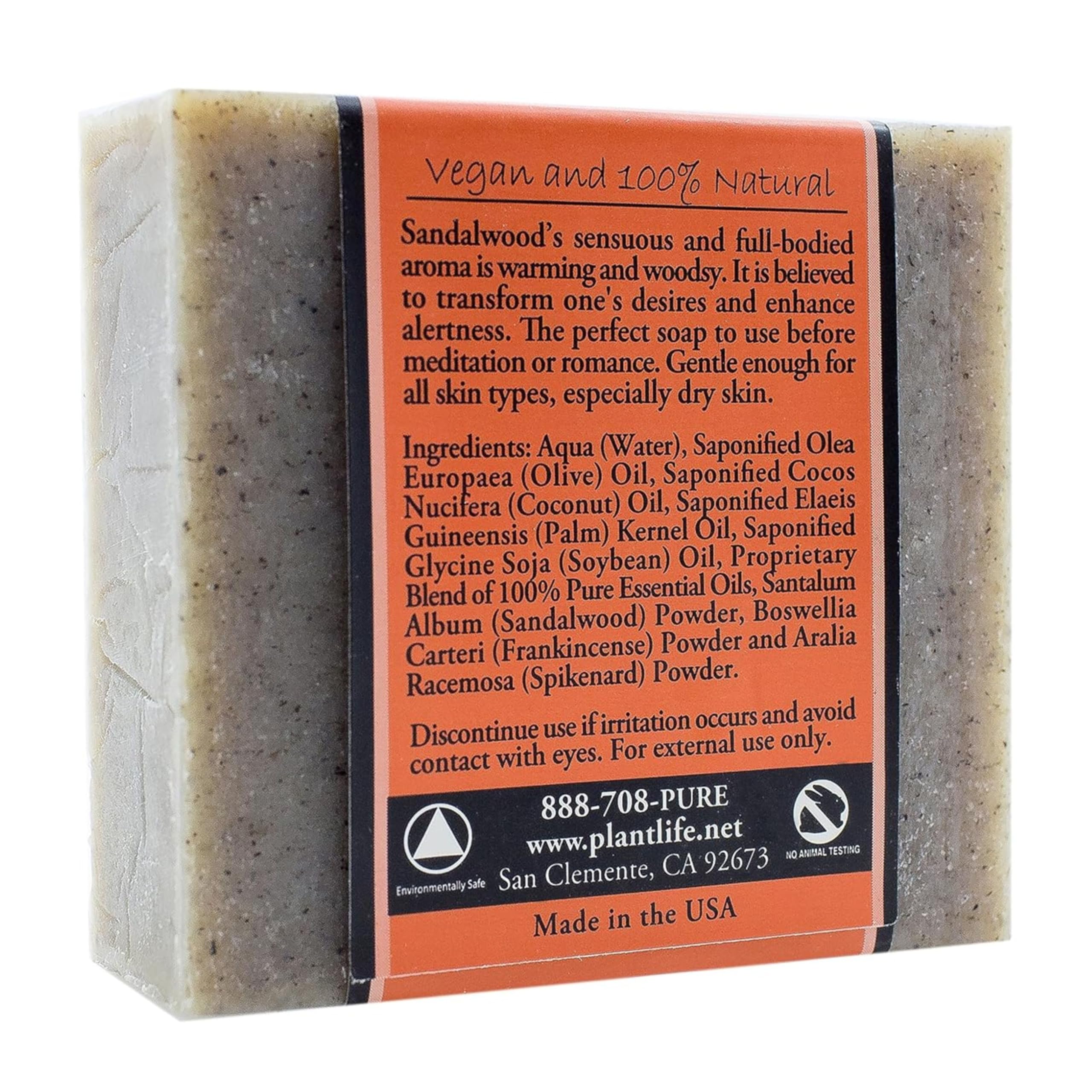 Plantlife Sandalwood Bar Soap in a bathroom setting suggests everyday self-care ritual.