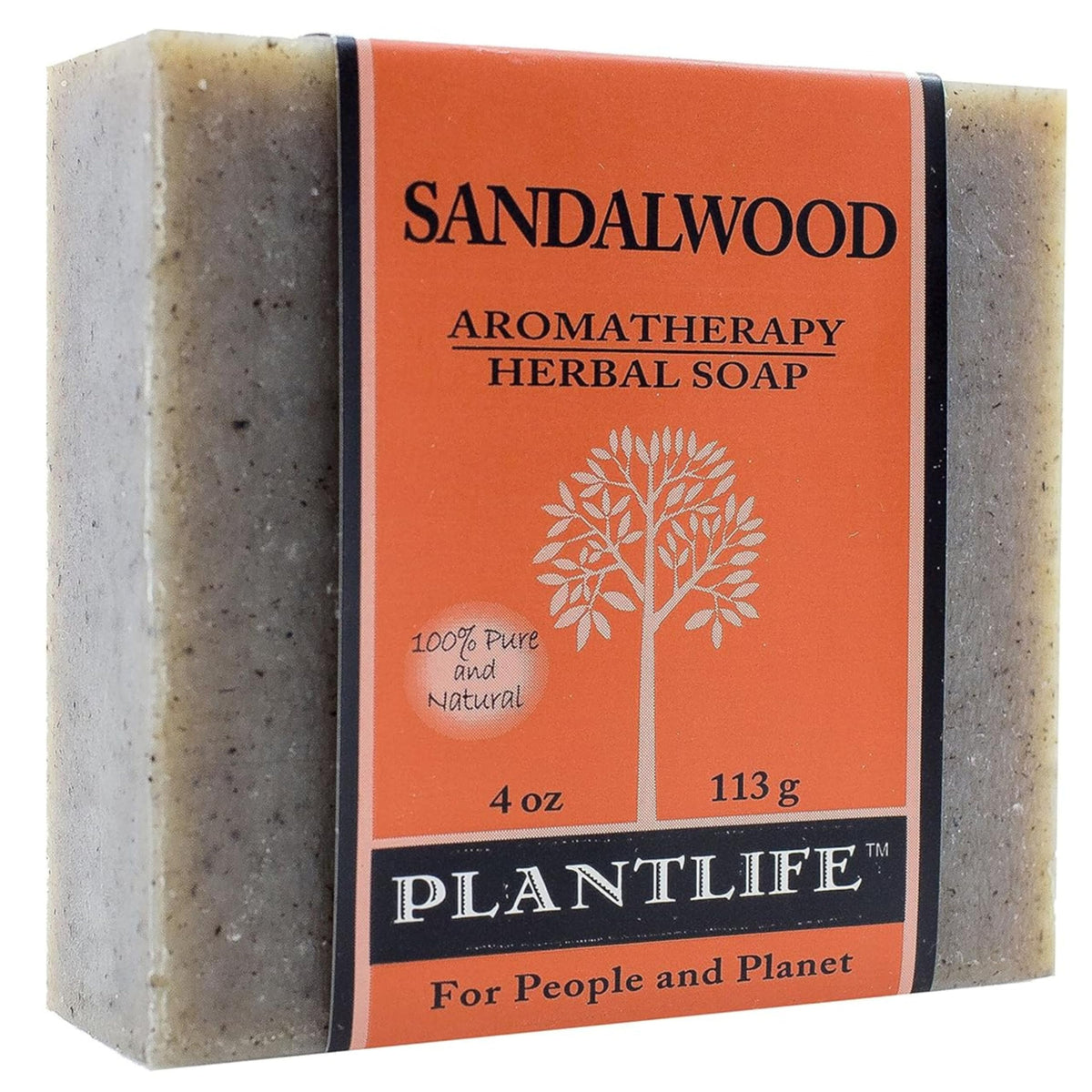 Plantlife Sandalwood Bar Soap close-up highlights natural ingredients and creamy lather.