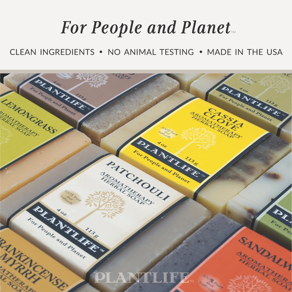Plantlife Sandalwood Bar Soap packaging emphasizes natural, plant-based formulation.