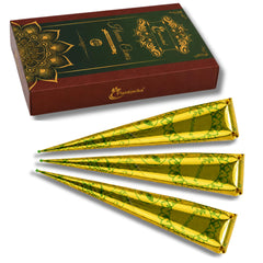 Plantovika front packaging showing three henna cones and natural ingredients benefit