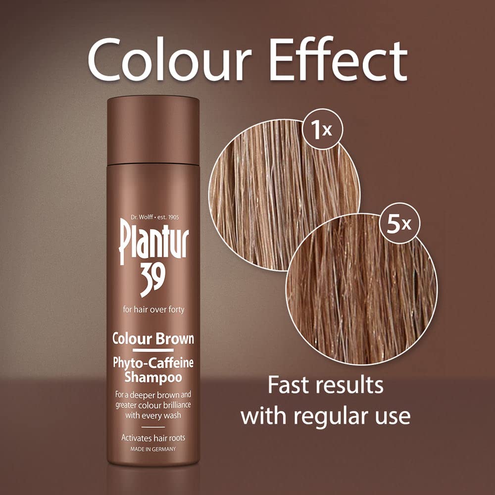 Plantur 39 Color Brown Shampoo application routine illustrates easy daily use.