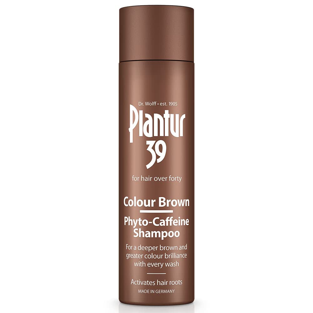 Plantur 39 Color Brown Shampoo bottle demonstrates color-safe cleansing for brown hair.