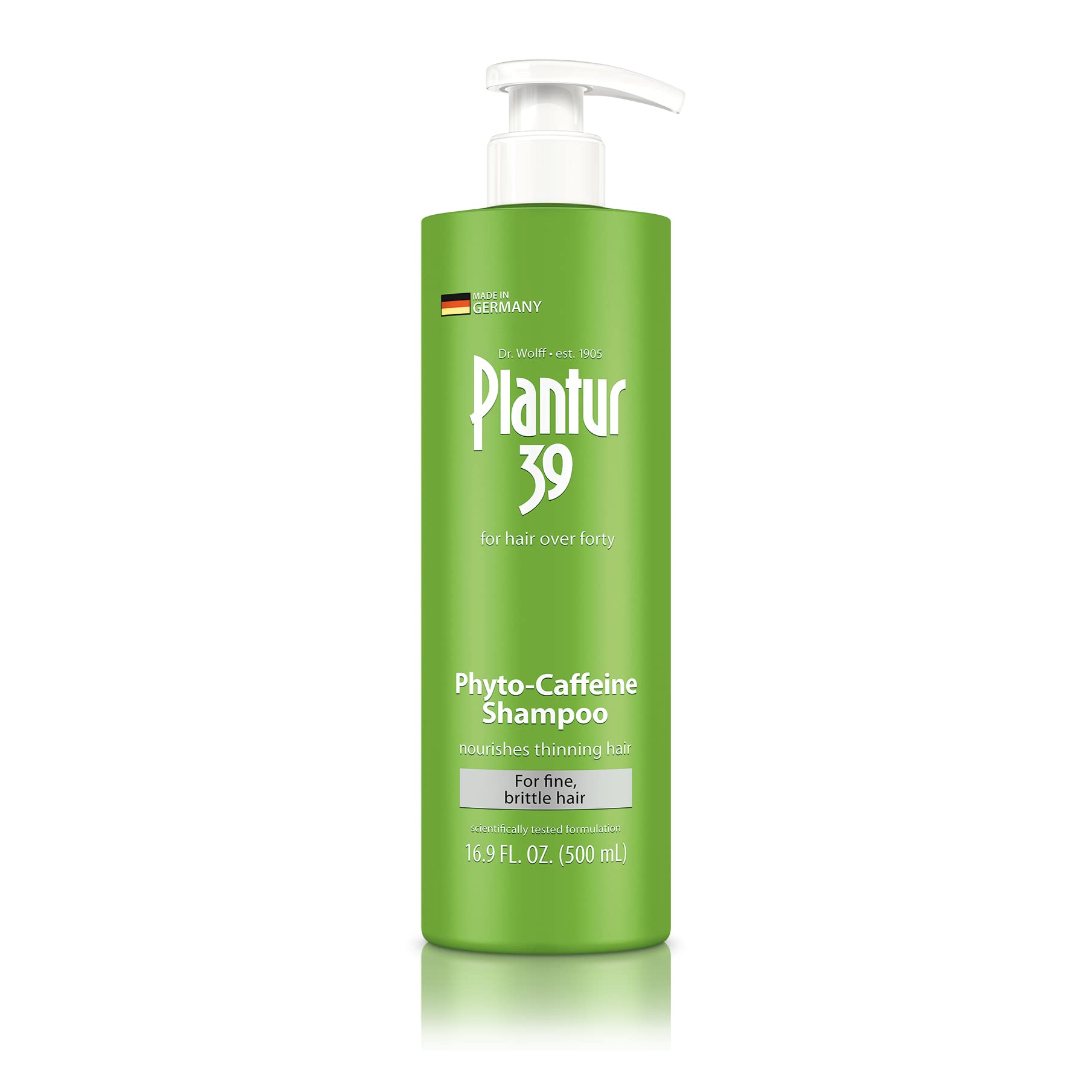 Plantur 39 shampoo bottle closeup for thinning hair cleansing routine