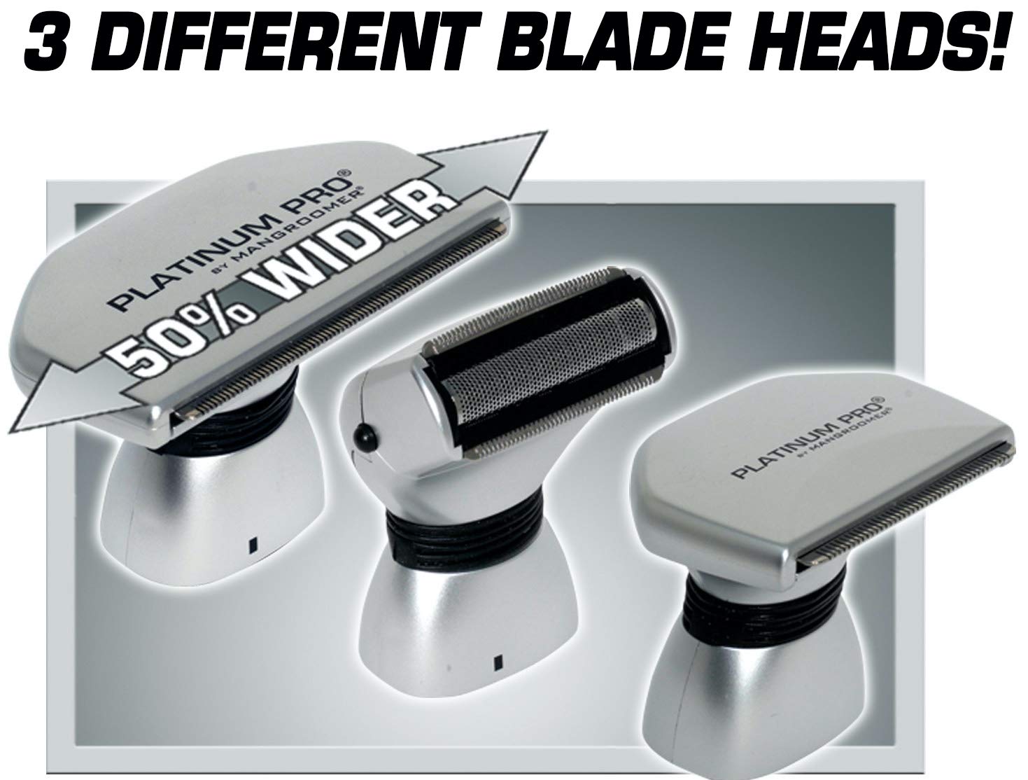 Platinum Pro Mangroomer Shock Absorber Flex Neck follows contours for comfortable shaving.