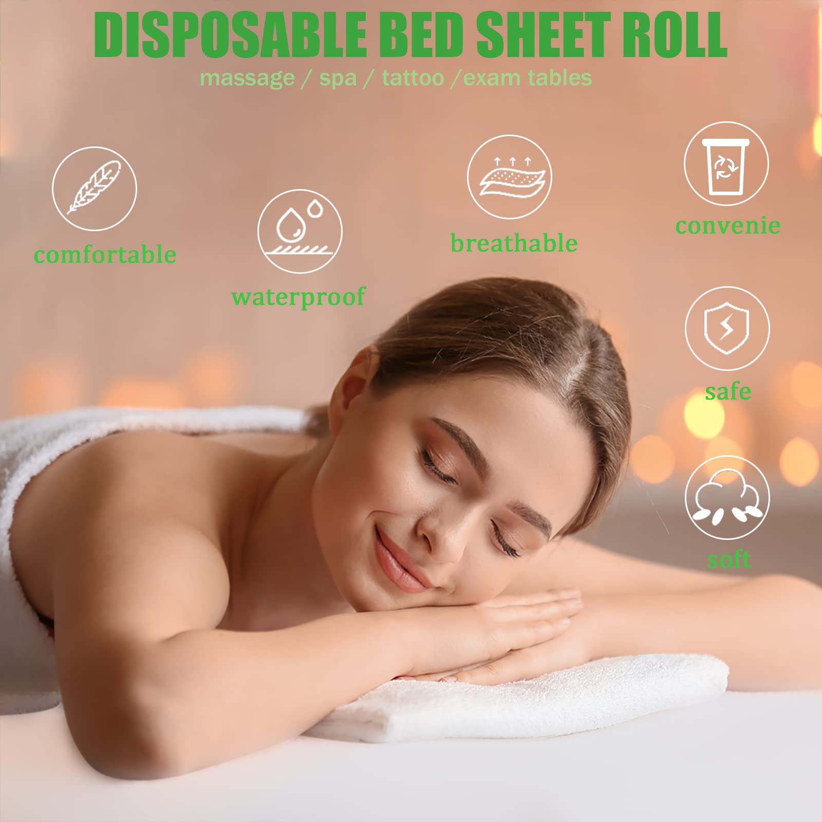 Platonee cobertura de cama desechable impermeable para camillas, ideal para tratamientos.