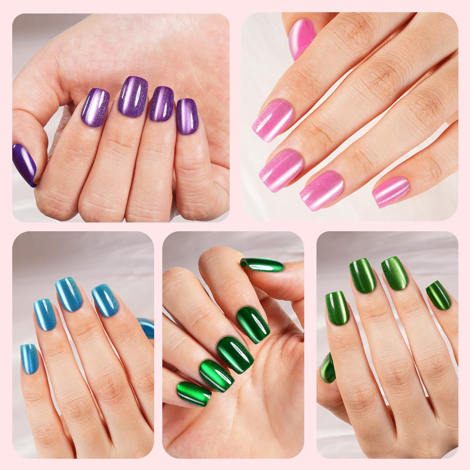 Plauva Cat Eye nails feature soft-gel material for light, comfortable wear