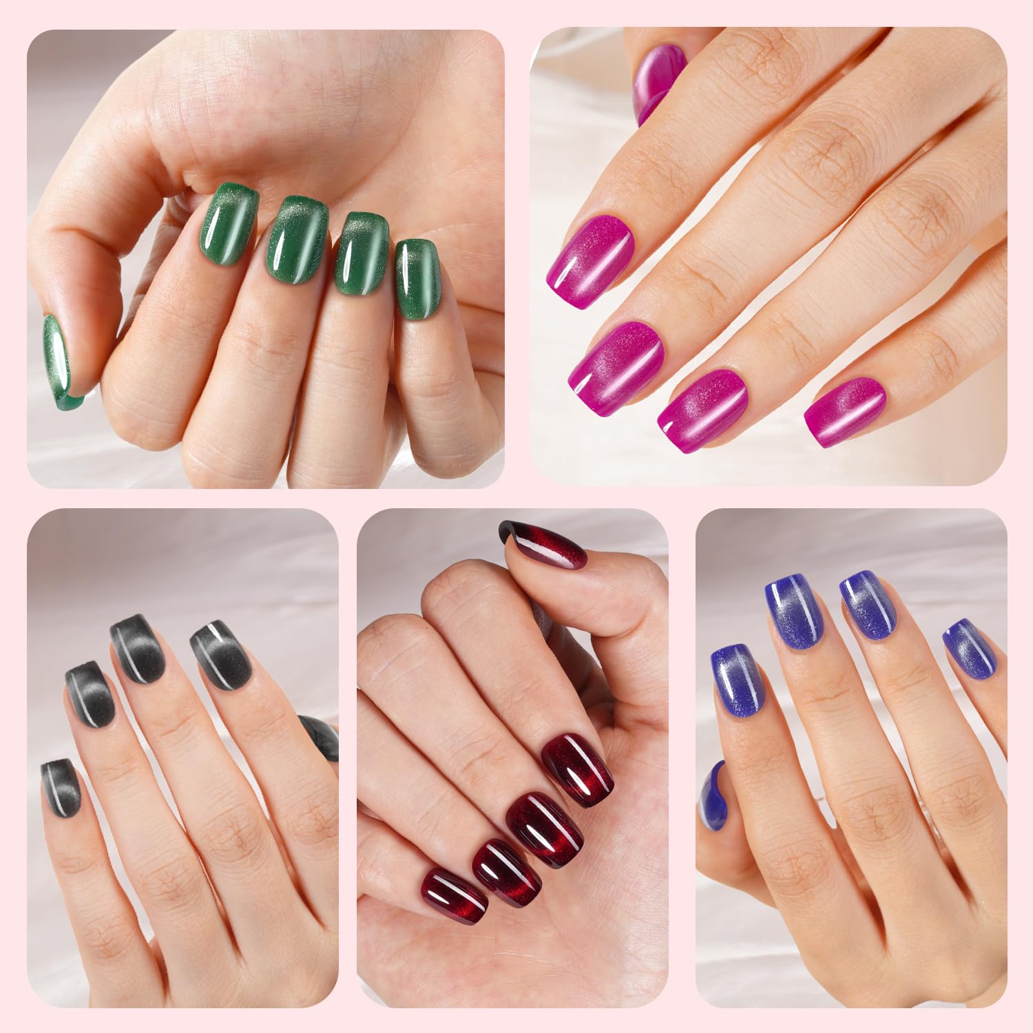 Plauva Cat Eye nails with thin rear edge hug the nail from cuticle to tip