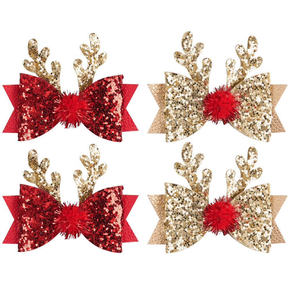 Playful Cat Christmas bow clip with 3D layered design for festive hair styling