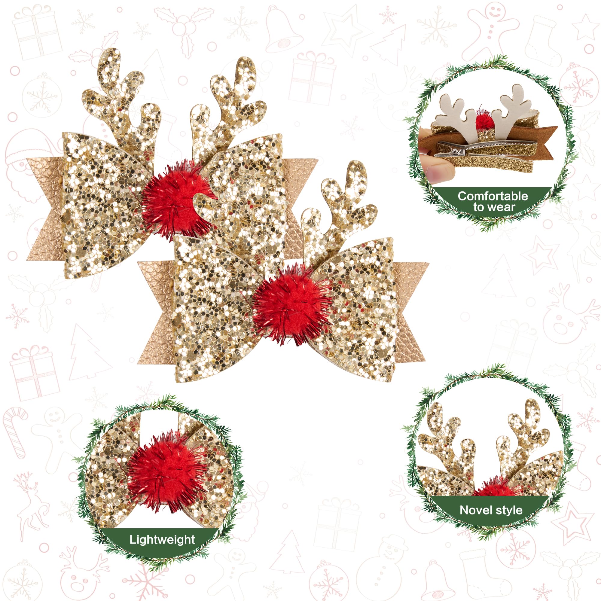 Playful Cat clip with soft fuzzy red balls adds cute seasonal detail