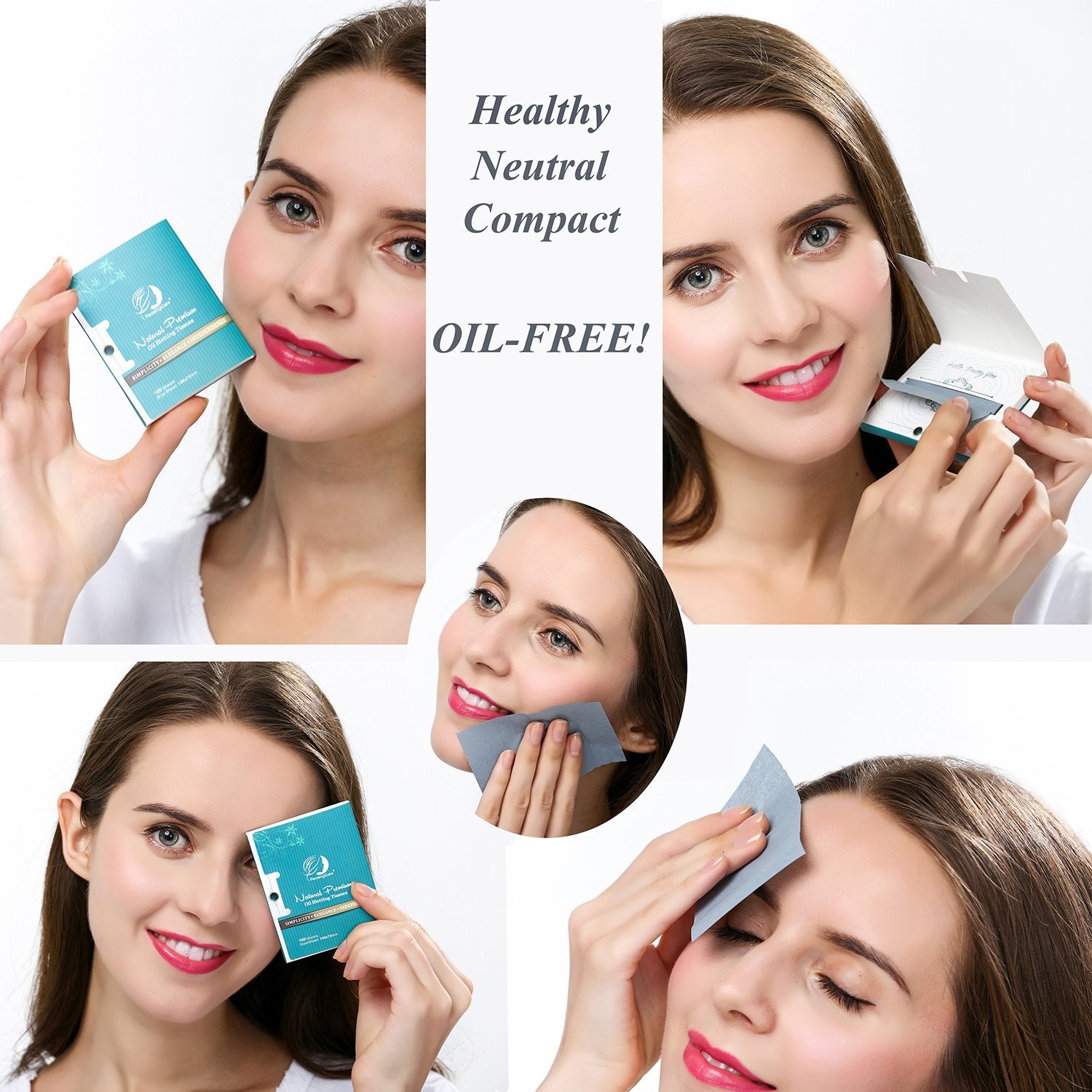 PleasingCare blotting sheets shown in 10 cm large size for full-face refresh.