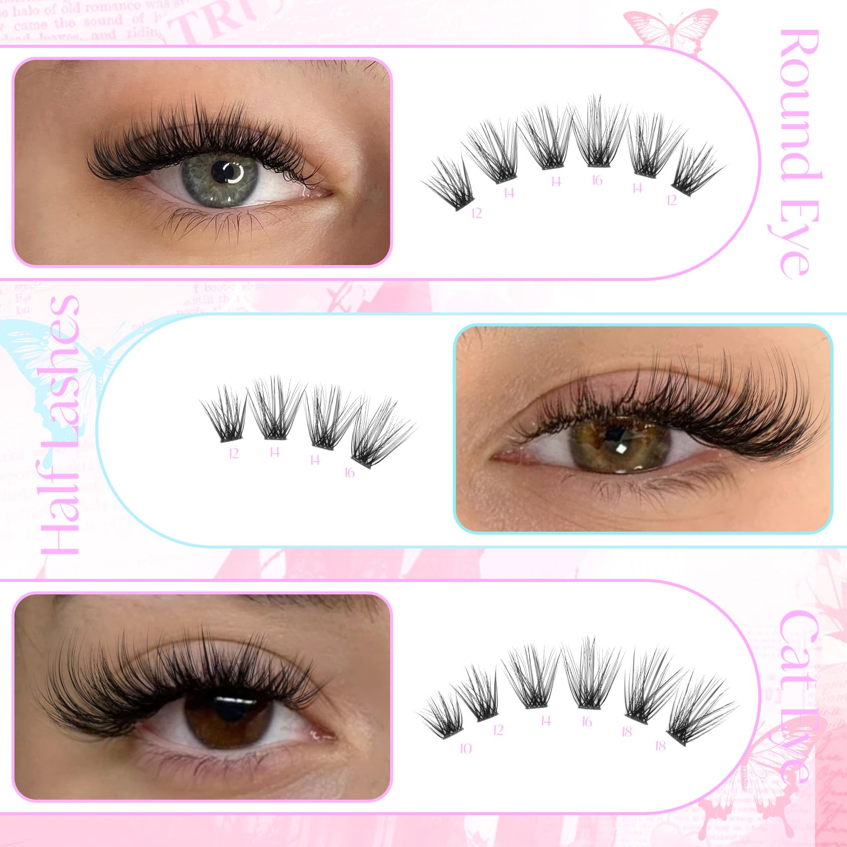 Pleell DD Curl 6D lash clusters creating voluminous fullness