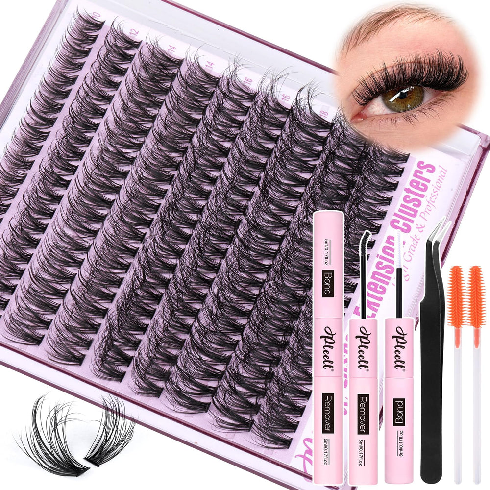 Pleell fluff lash extension kit 10-18mm for at-home salon-like wispy lashes.