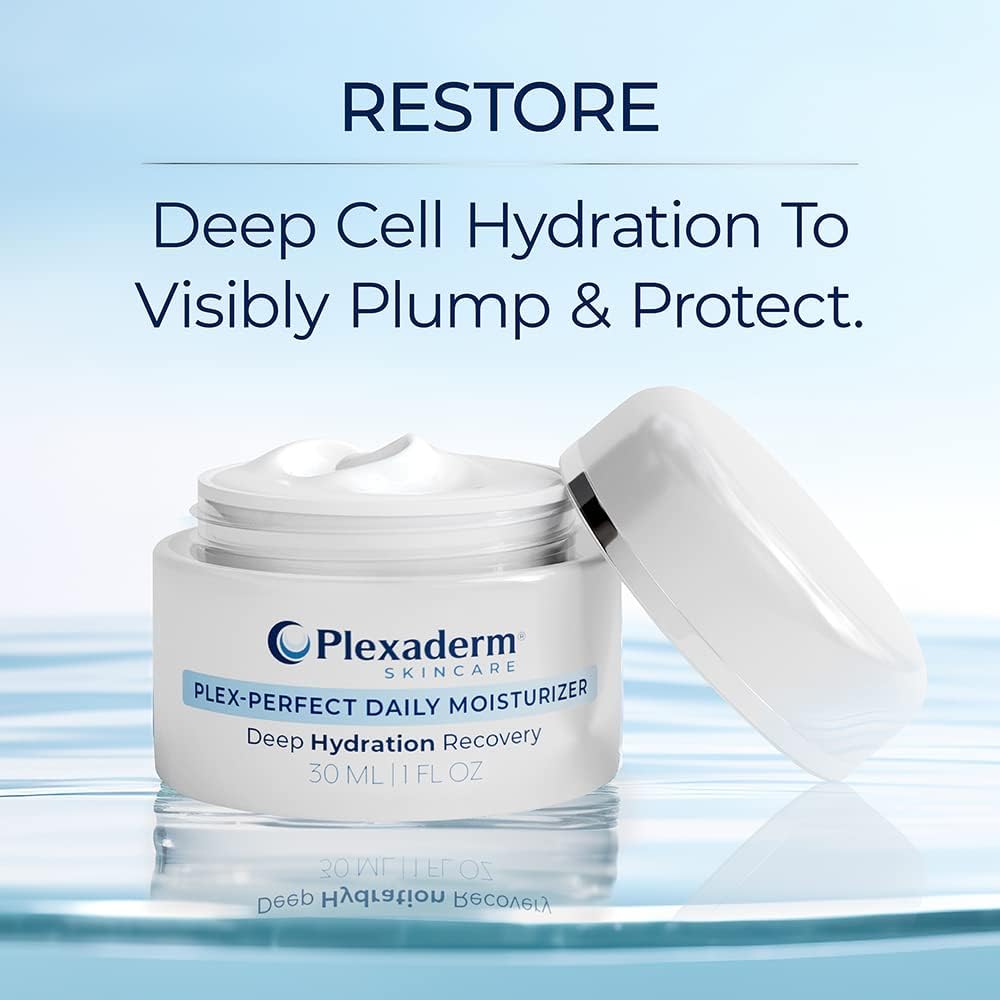 Plexaderm Daily Face Moisturizer ceramide barrier highlights skin barrier support and reduced irritation.