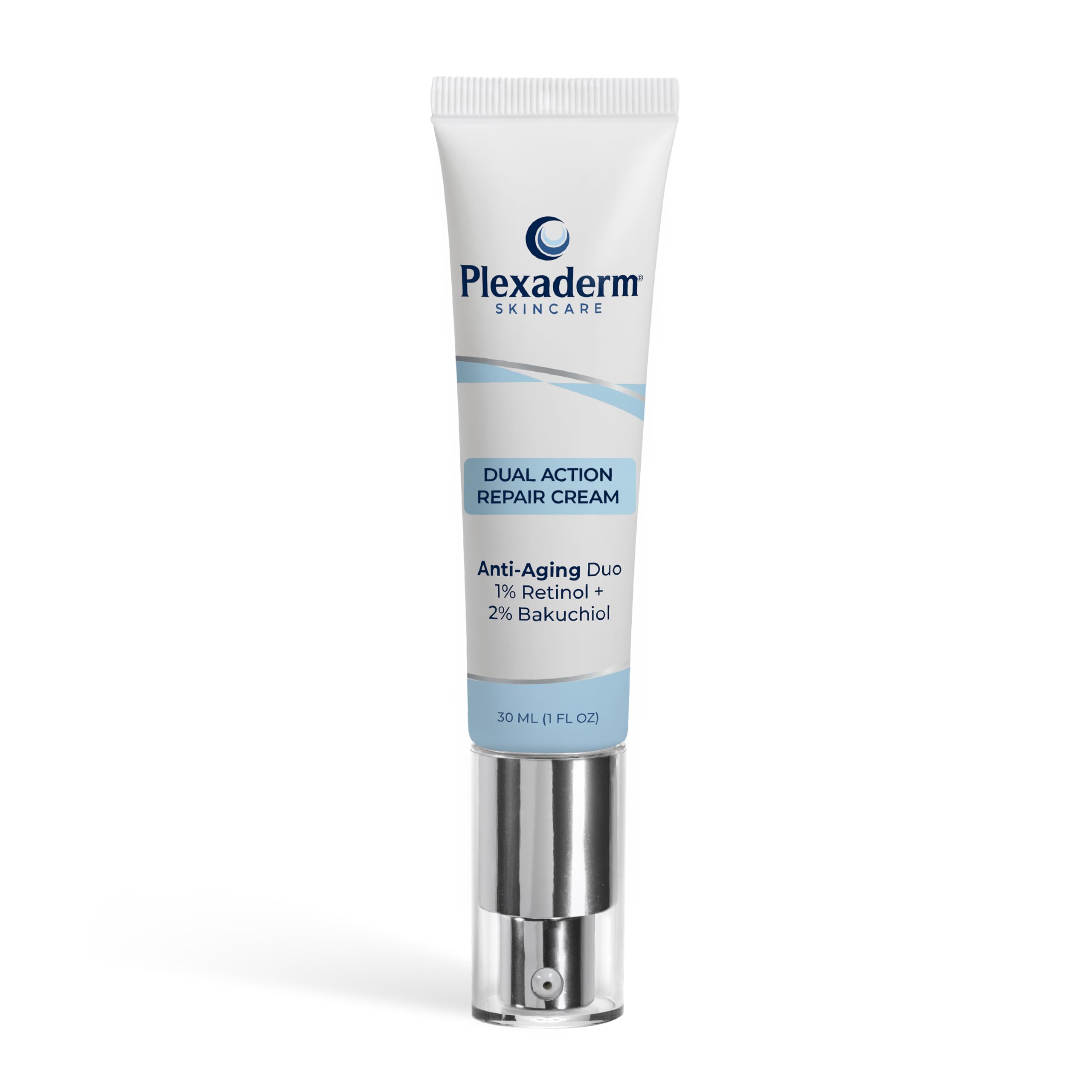 Plexaderm Dual Action Repair Neck Cream jar closeup—luxurious texture for smoother neck skin.