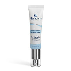 Plexaderm Dual Action Repair Neck Cream jar closeup—luxurious texture for smoother neck skin.