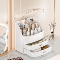 Plukers makeup organizer with anti-slip base protects surfaces during daily use.