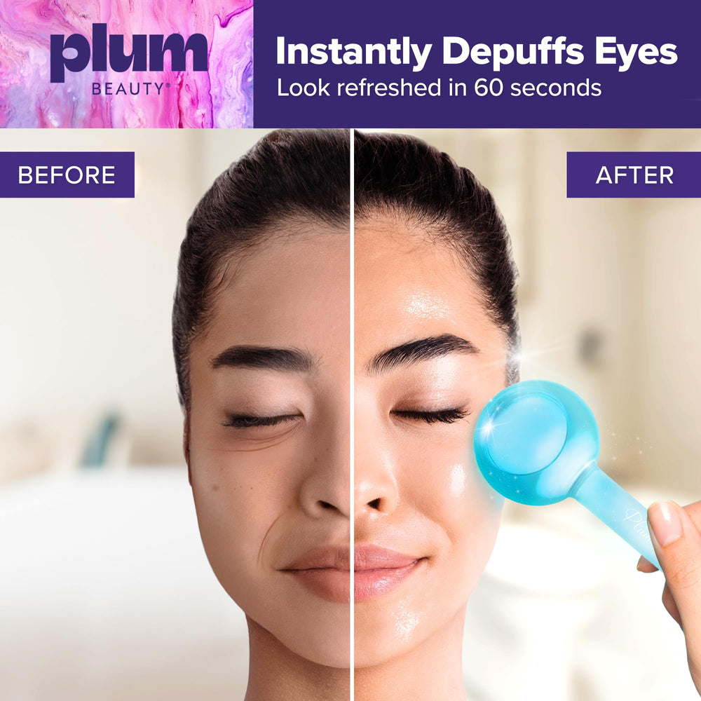 Plum Beauty Facial Ice Globes closeup globe highlights smooth spheres delivering soothing cooling therapy.