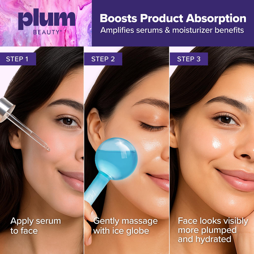 Plum Beauty Facial Ice Globes durable ergonomic handle emphasizes comfortable use during long self care sessions.