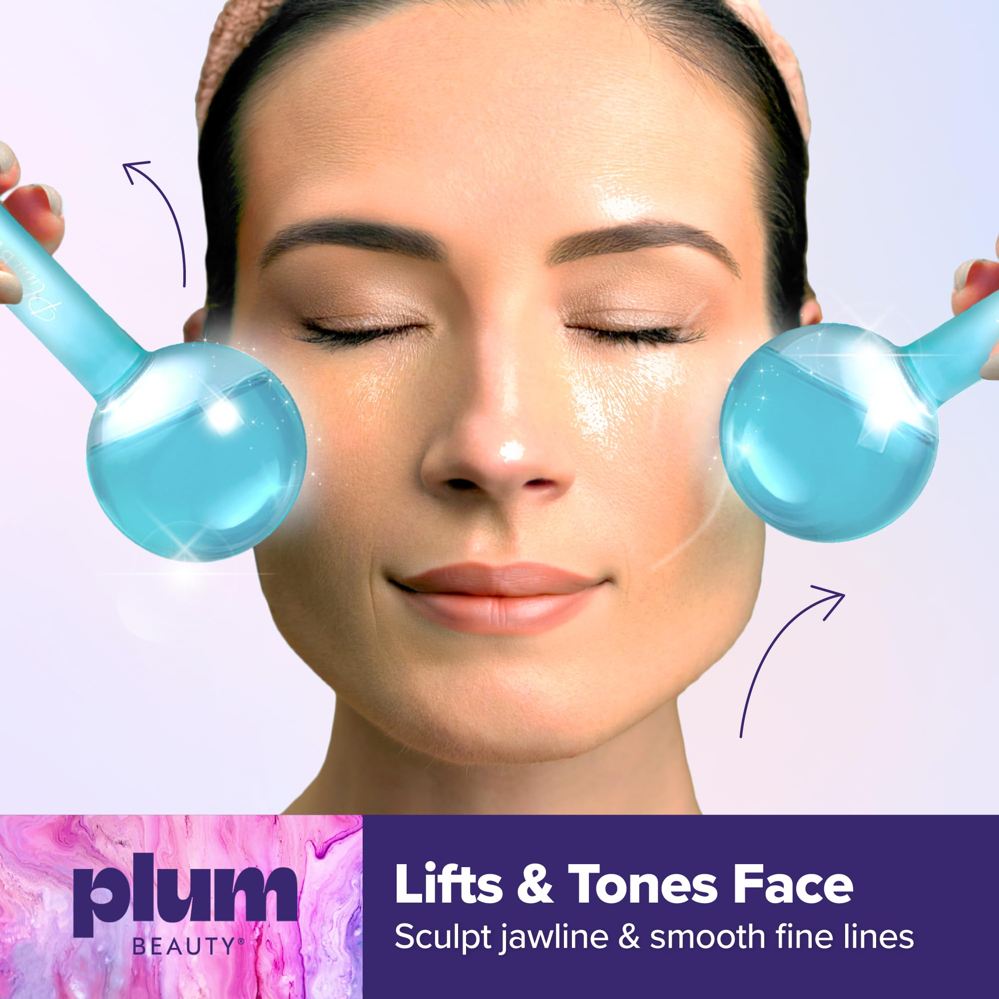 Plum Beauty Facial Ice Globes in fridge illustrate proper chilling for optimum cryotherapy inspired experience.