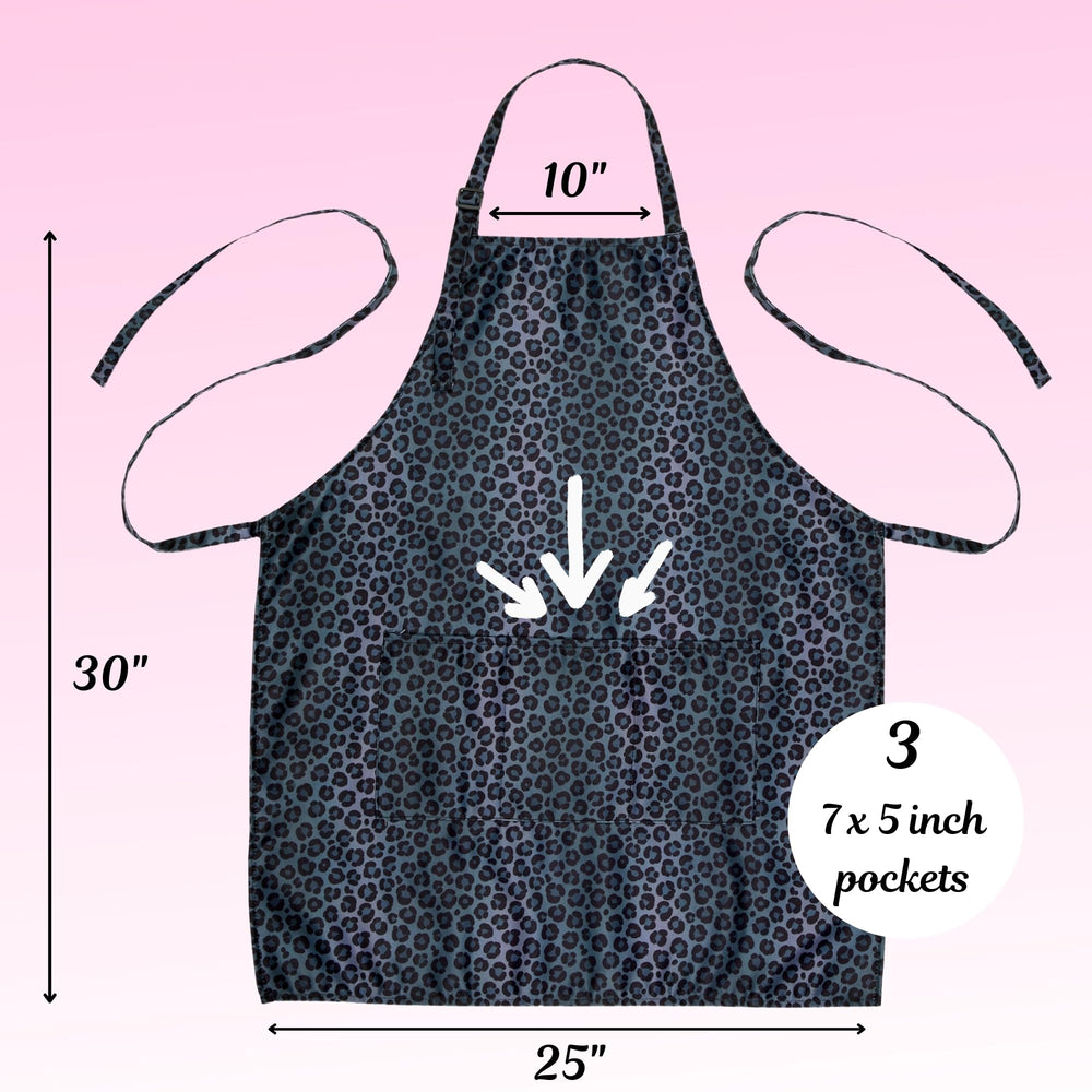 Plum Hill Black Leopard Apron one-size-fits-most with adjustable ties