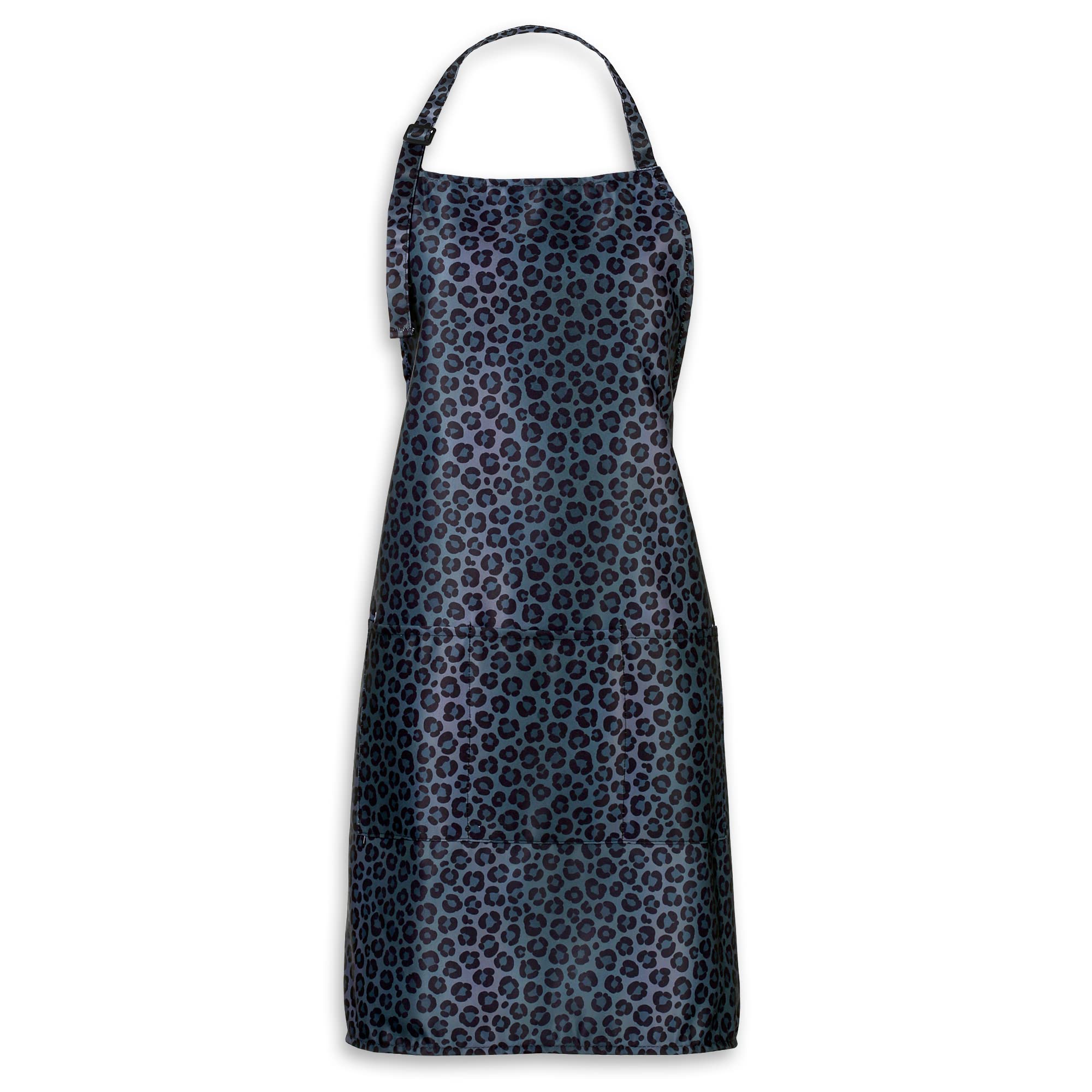 Plum Hill Black Leopard Apron pocket detail for tool storage during styling
