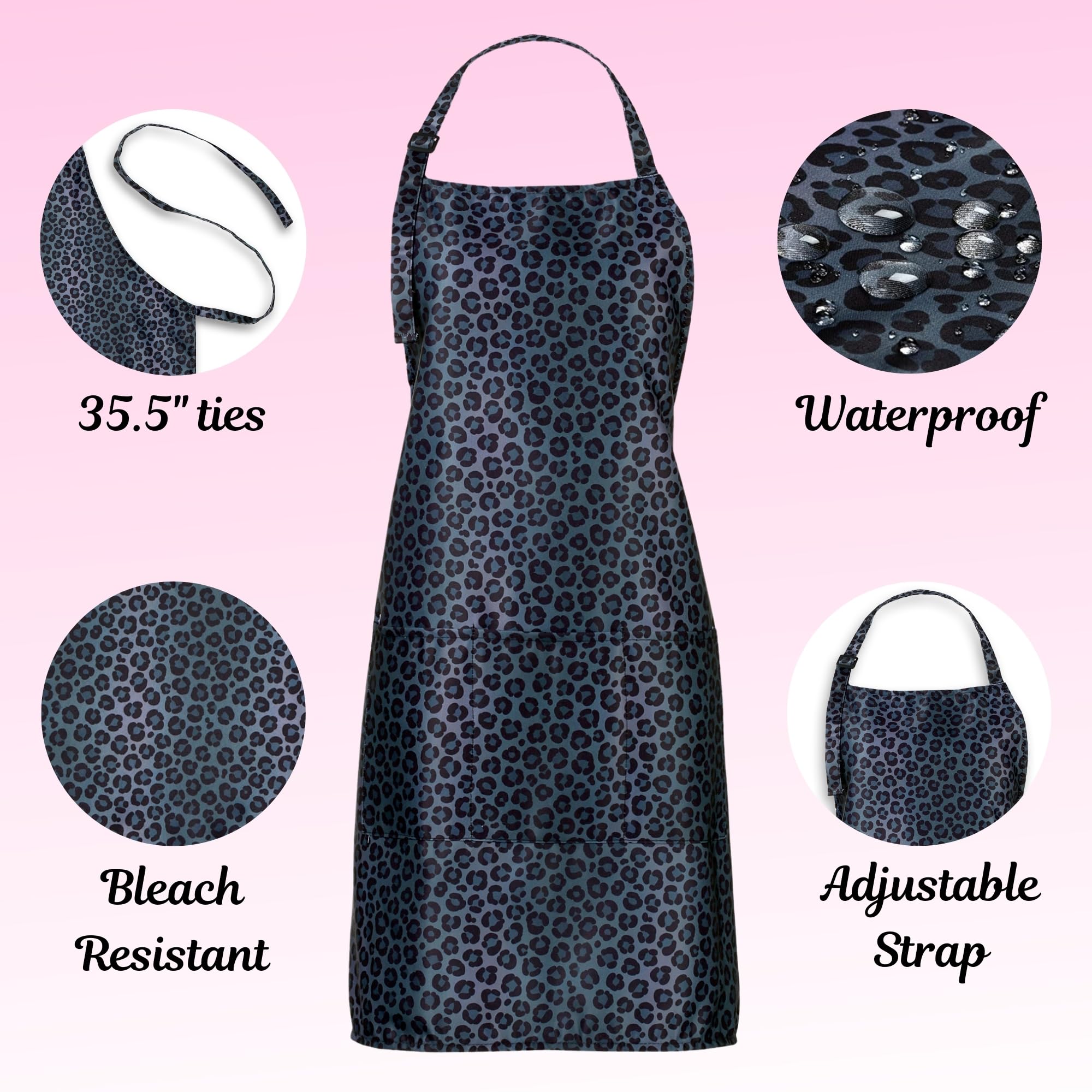 Plum Hill Black Leopard Apron resists stains during demanding tasks