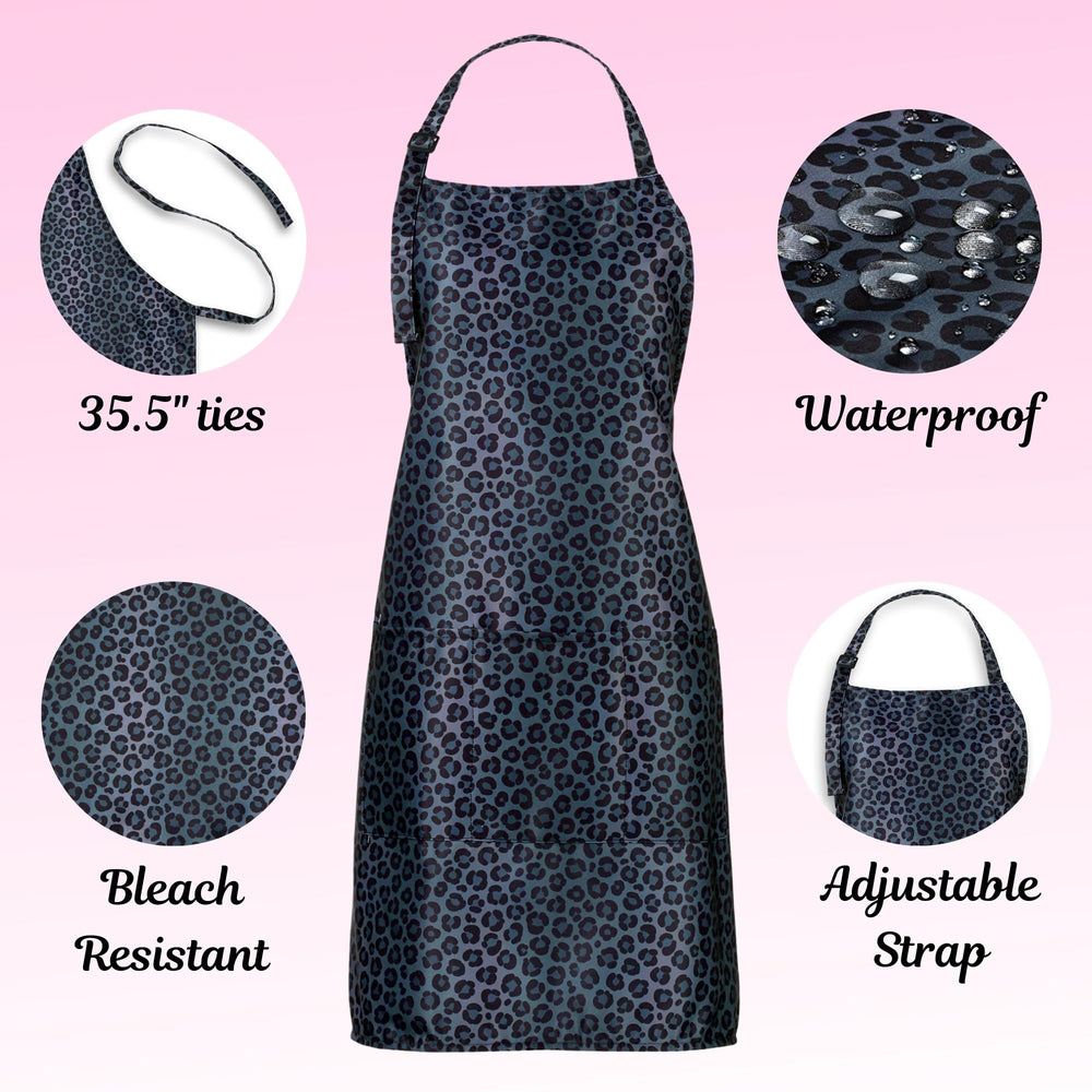 Plum Hill Black Leopard Apron resists stains during demanding tasks