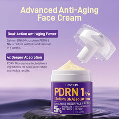 Plus1Herolabs PDRN Anti-Aging Cream jar close-up showing rich texture and hydration