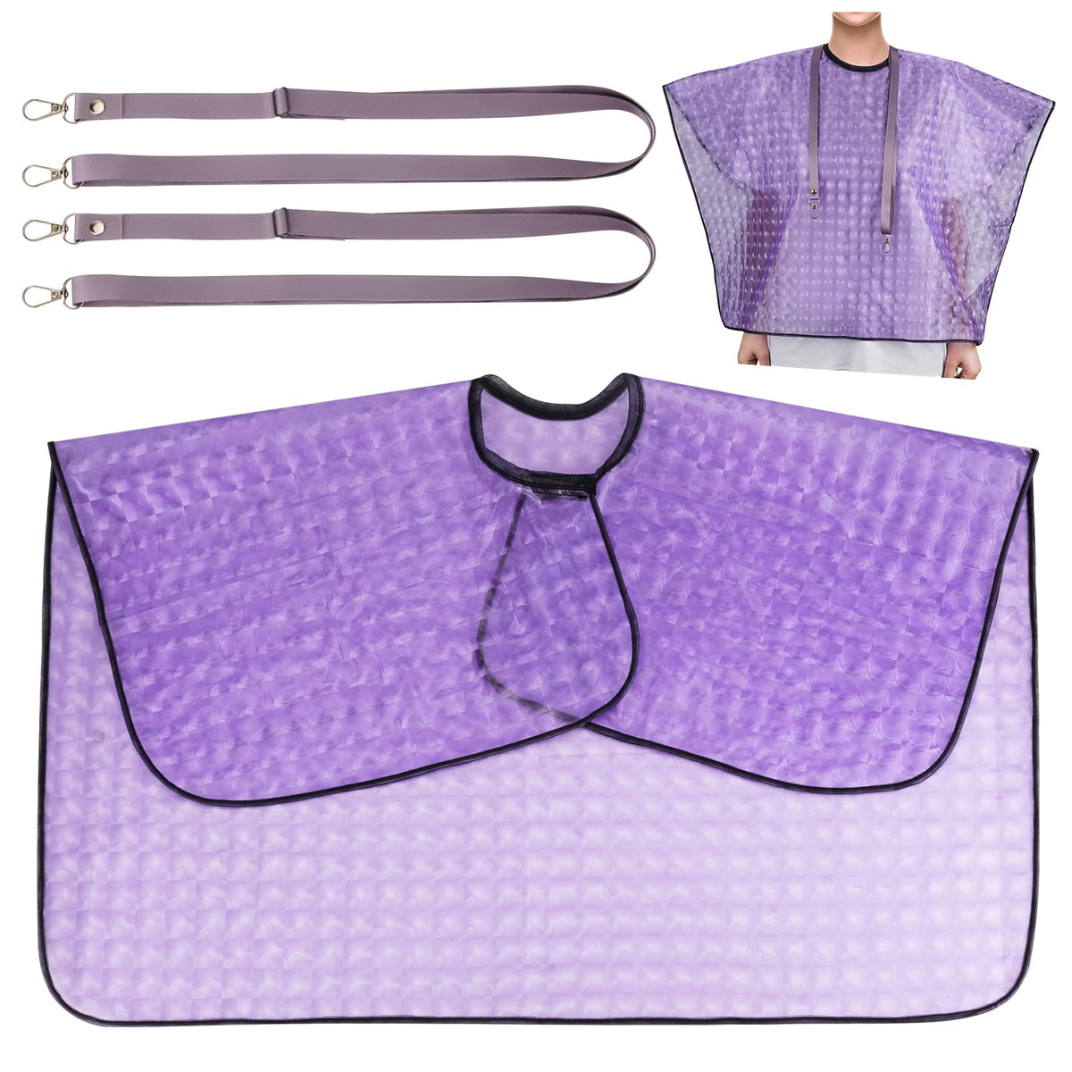 Plus tard waterproof shower cape shielding the torso during showering for dry surgical area
