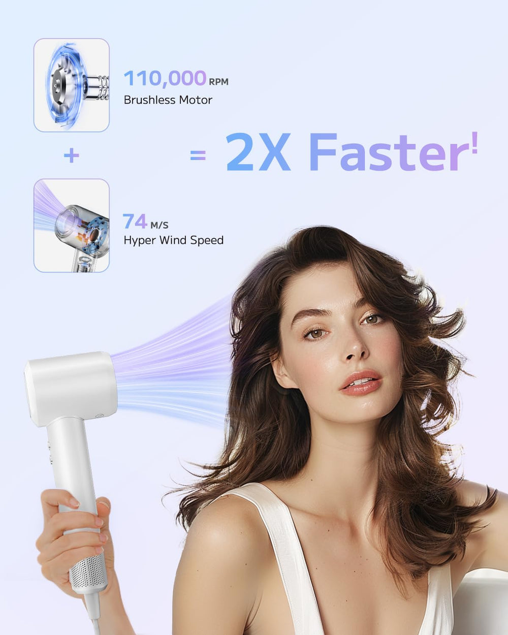 PLUZZ hair dryer with brushless motor delivers high-speed drying power