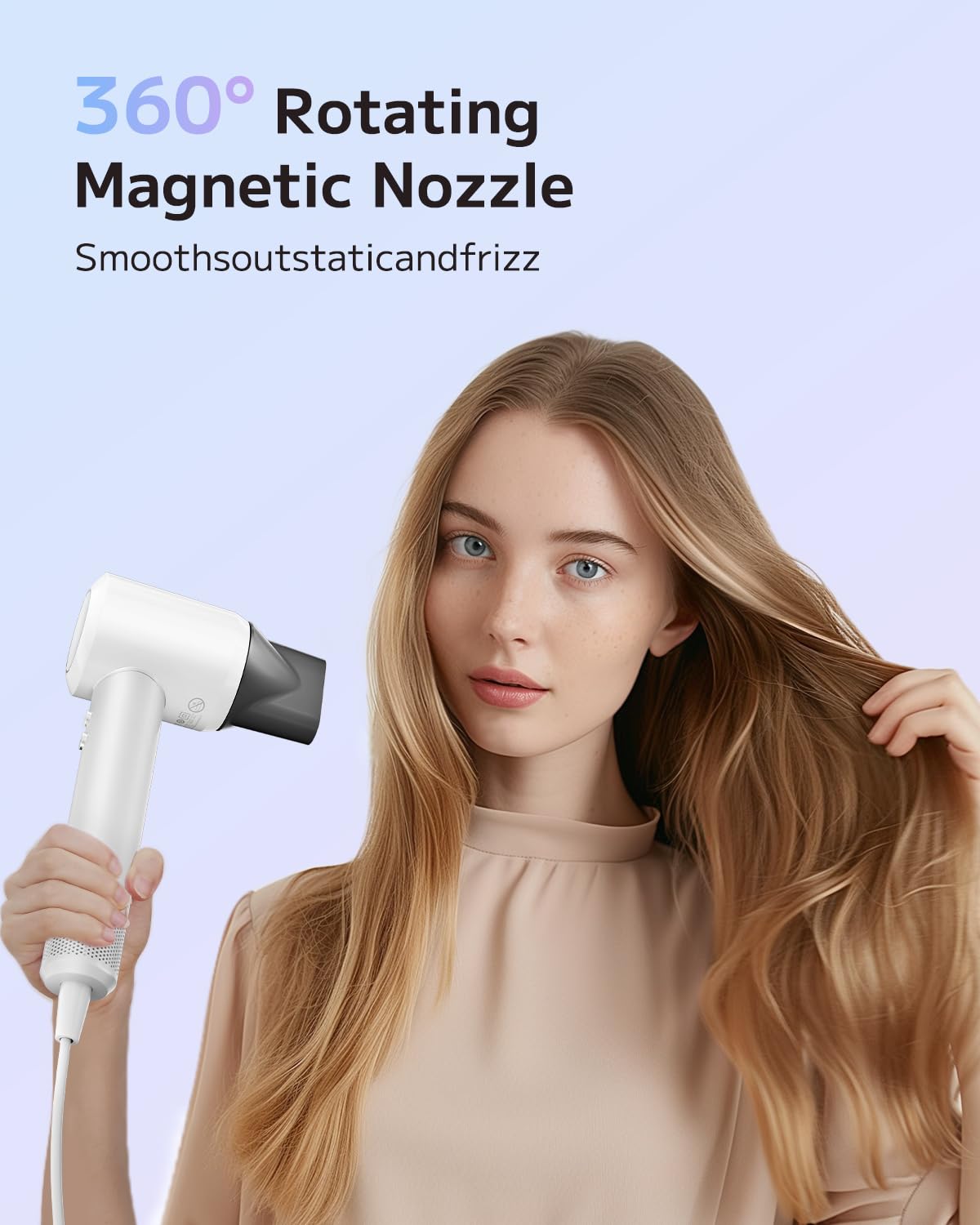 PLUZZ 360-degree magnetic smoothing nozzle for precise styling