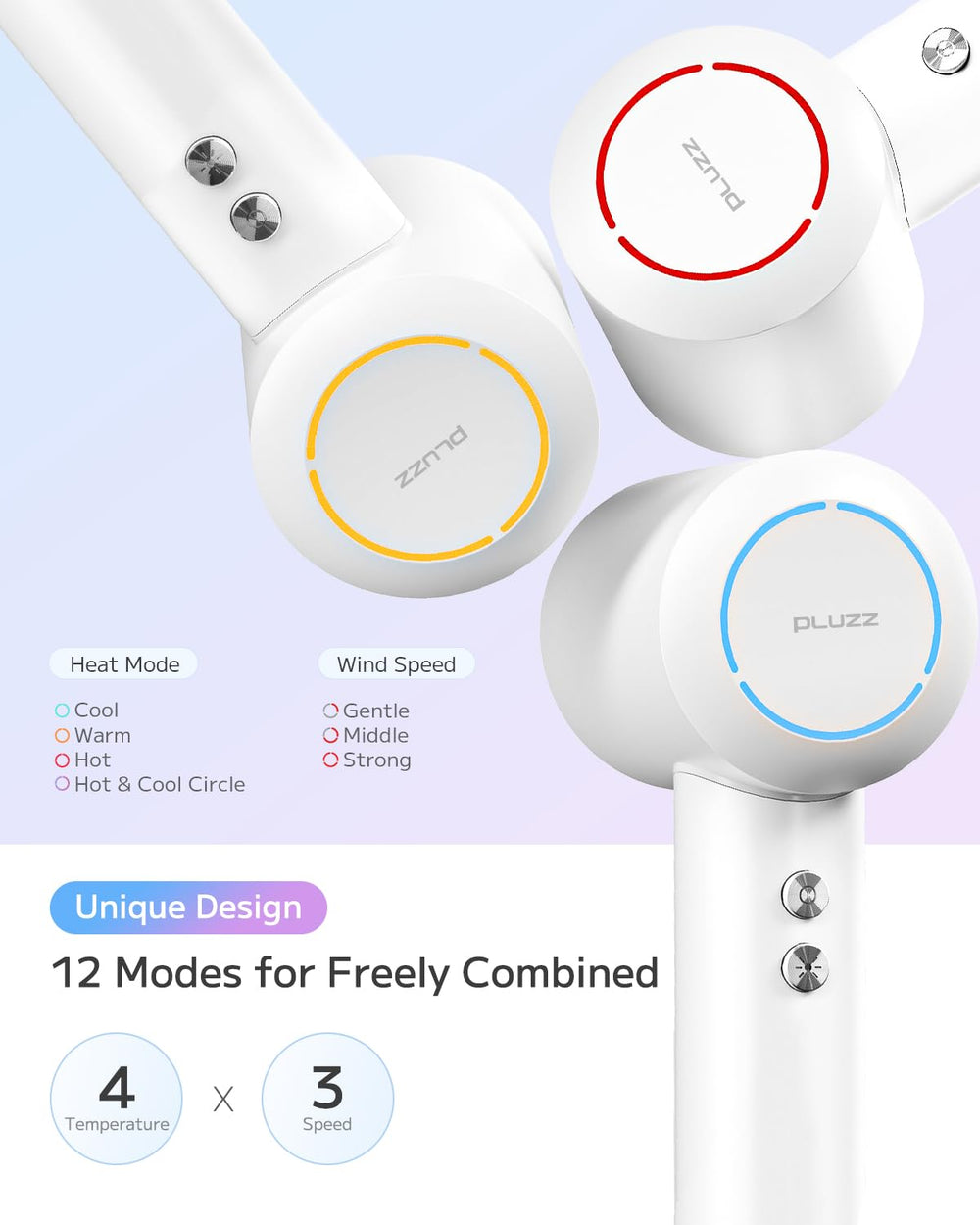 PLUZZ quiet operation at 59 dB supports peaceful home or salon use